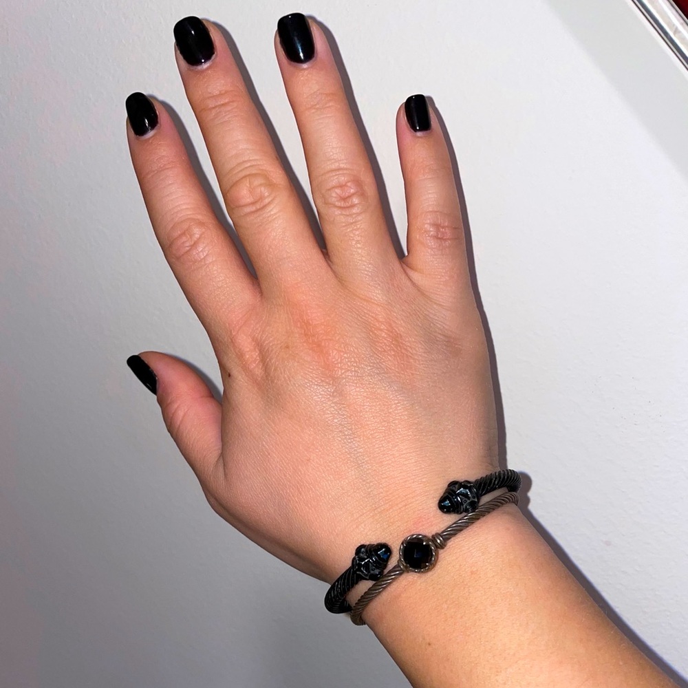 David Yurman black and silver bracelets